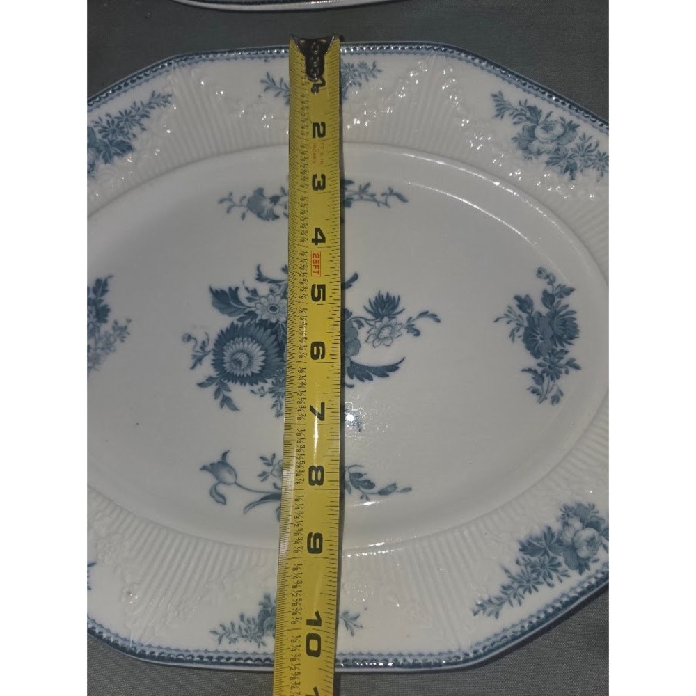 J&G Meakin Sydney SOL Blue Floral Oval Serving Platter England 14.5 Inch Antique - Picture 2 of 4